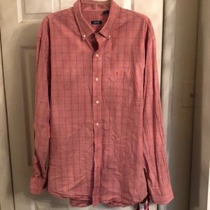 Izod orange and blue plaid button down